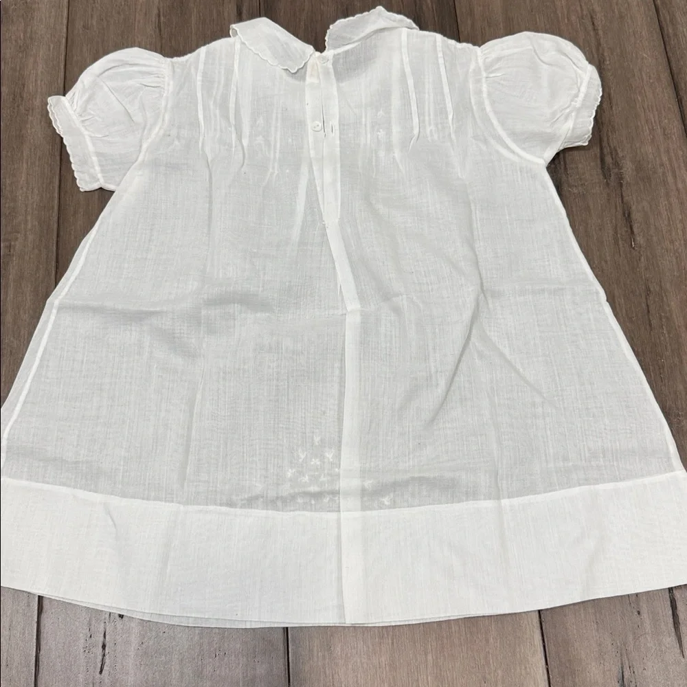 White Embroidered Short Sleeve baby dress‎ handmade